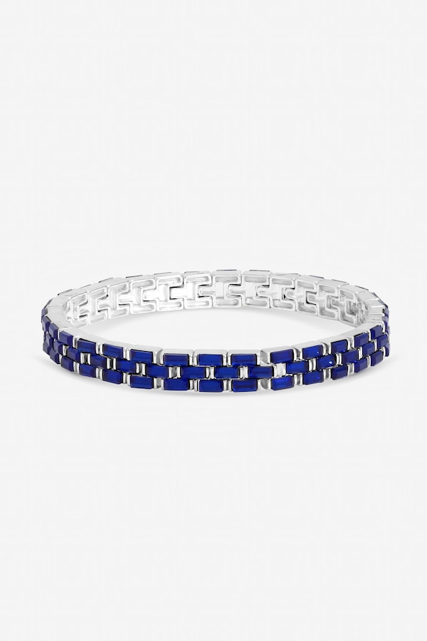 Jon Richard Silver Plated and Sapphire Chain Stretch Bracelet