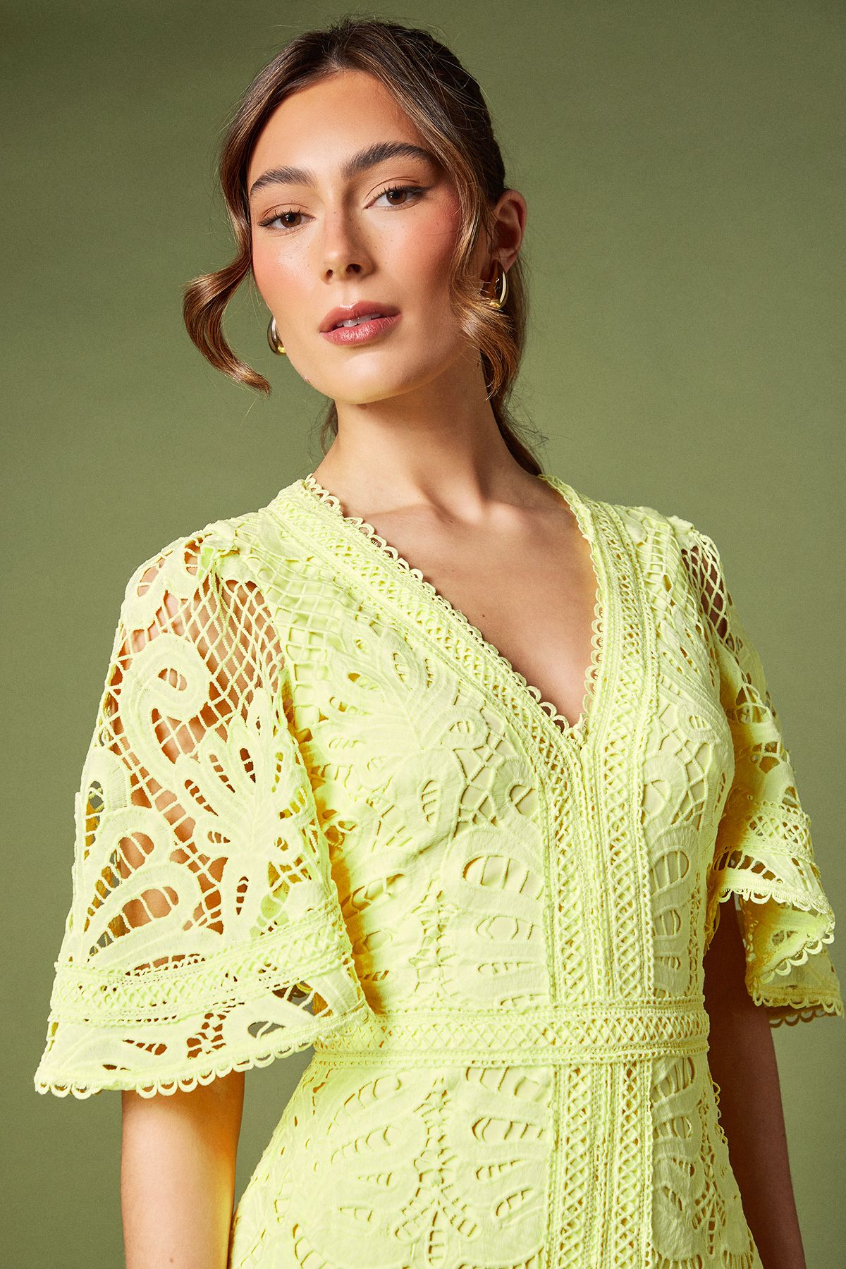 Coast Placement Lace Hanky Hem Dress Lemon image 4