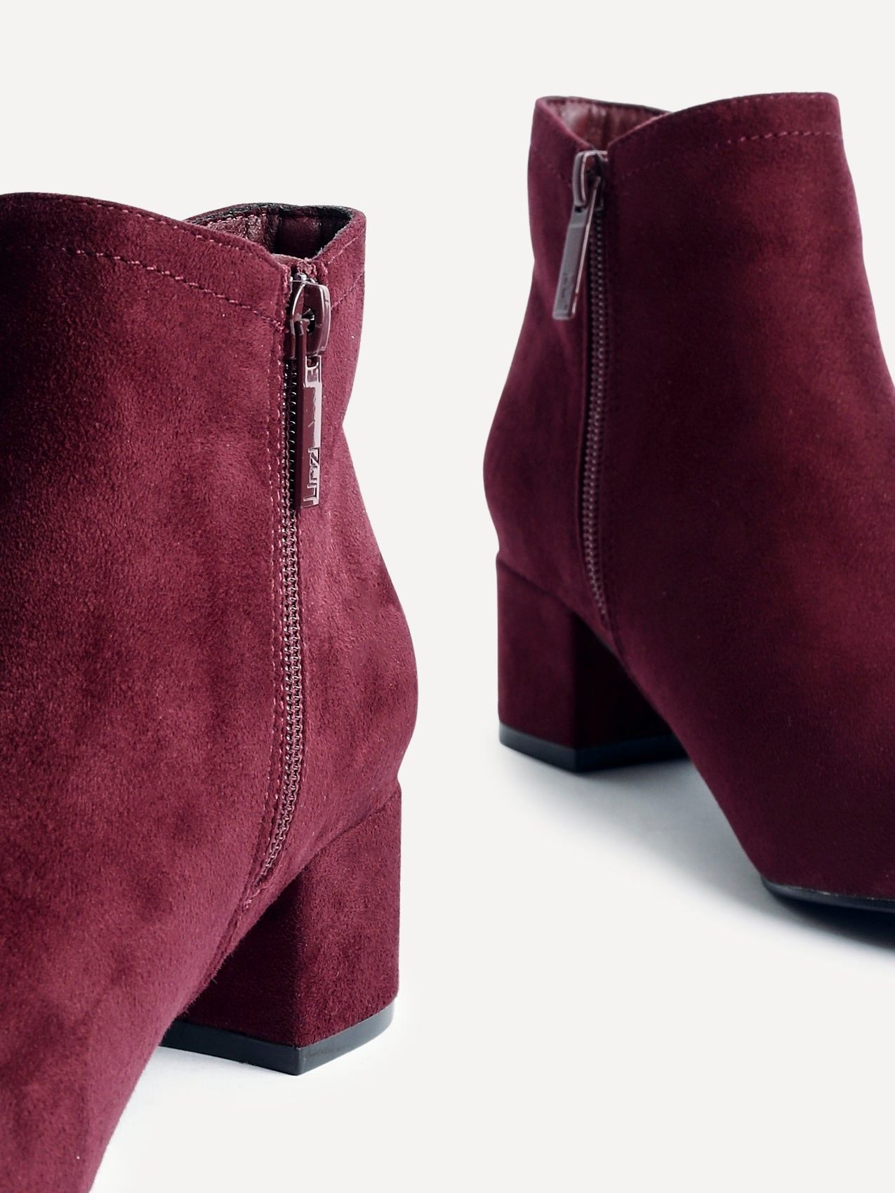 Linzi Manor Burgundy Faux Suede Block Heeled Ankle Boot image 4