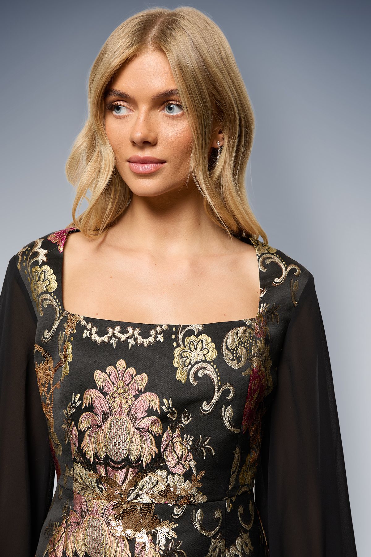 Oasis Blouson Sleeve A-Line Mini Dress Multi image 4