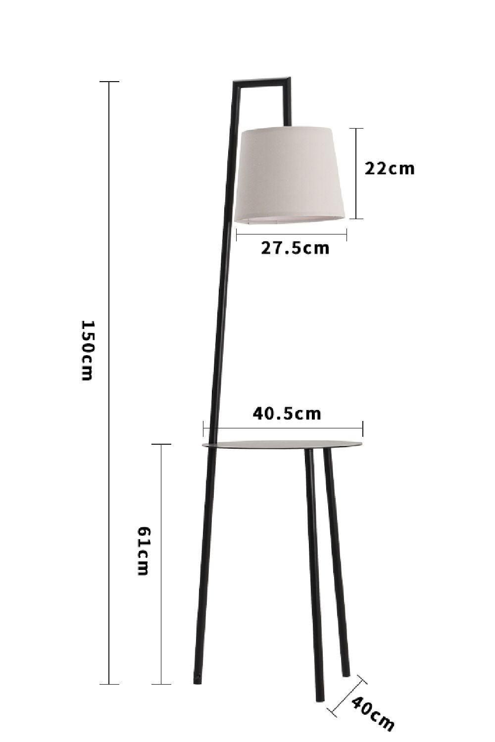 Living and Home Metal Tray Table Floor Lamp image 4