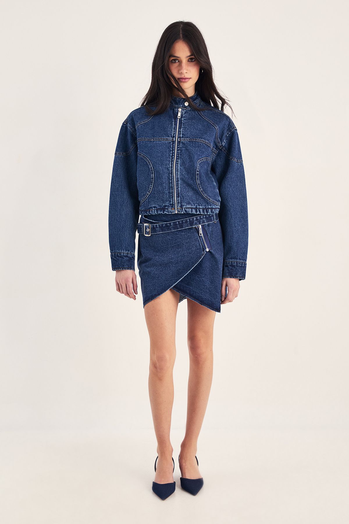 NastyGal Denim Moto Jacket Indigo image 2