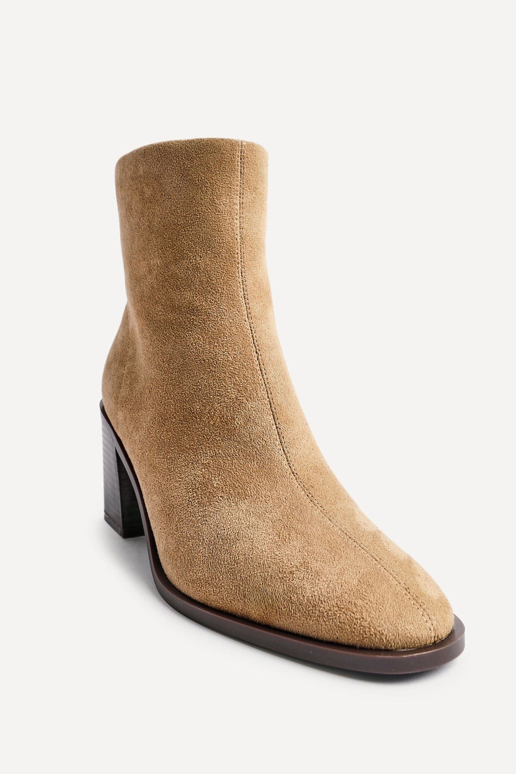 Linzi Orlando Beige Faux Suede Block Heeled Ankle Boot image 5