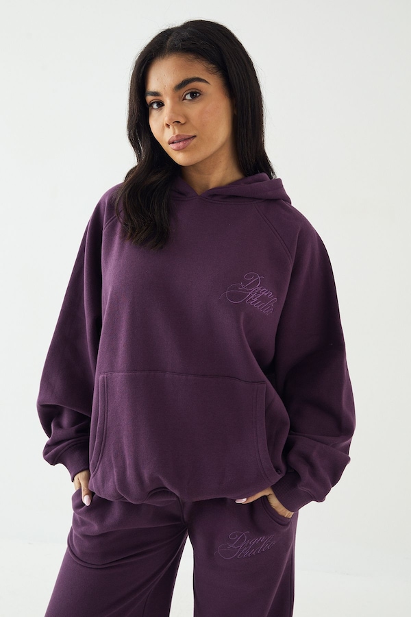 DSGN Studio DSGN Studio Script Oversized Hoodie Aubergine