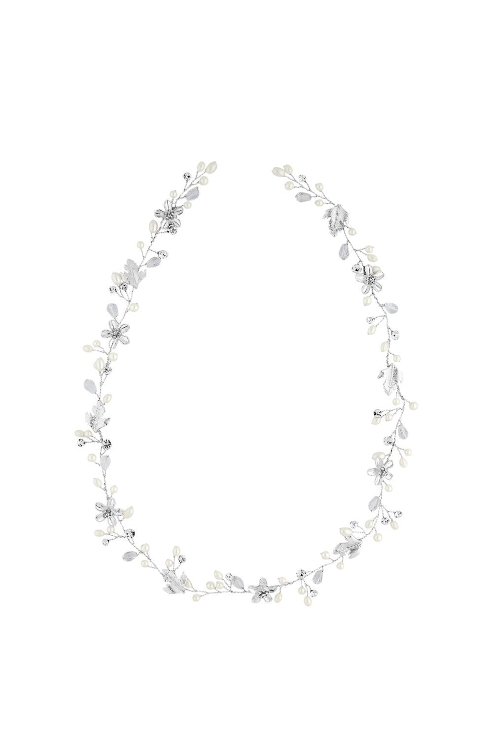 Jon Richard Silver Plated Mia Pearl And Crystal Long Hair Vine - Gift Pouch image 1