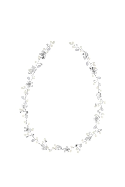 Jon Richard Silver Plated Mia Pearl And Crystal Long Hair Vine - Gift Pouch