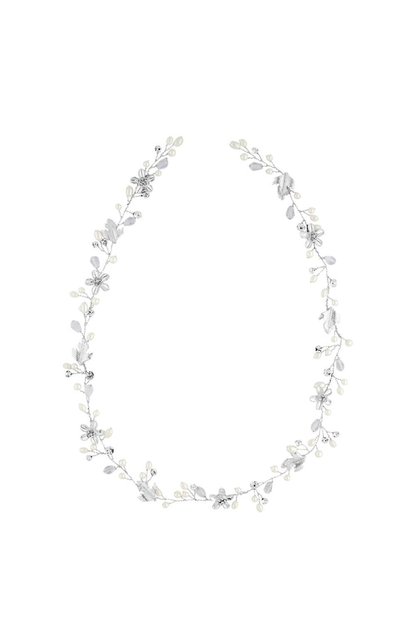 Jon Richard Silver Plated Mia Pearl And Crystal Long Hair Vine - Gift Pouch