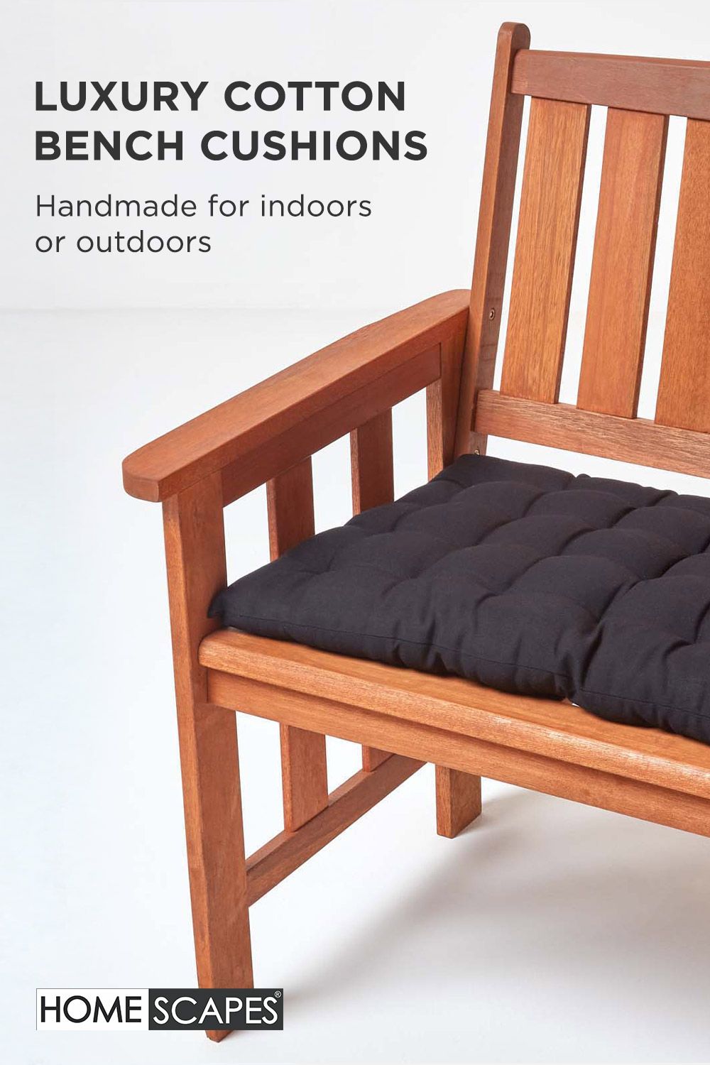 Homescapes Garden Bench Cushion Luxury 2 Seater Cotton Indoor Outdoor Pad, 108 x 42cm image 2