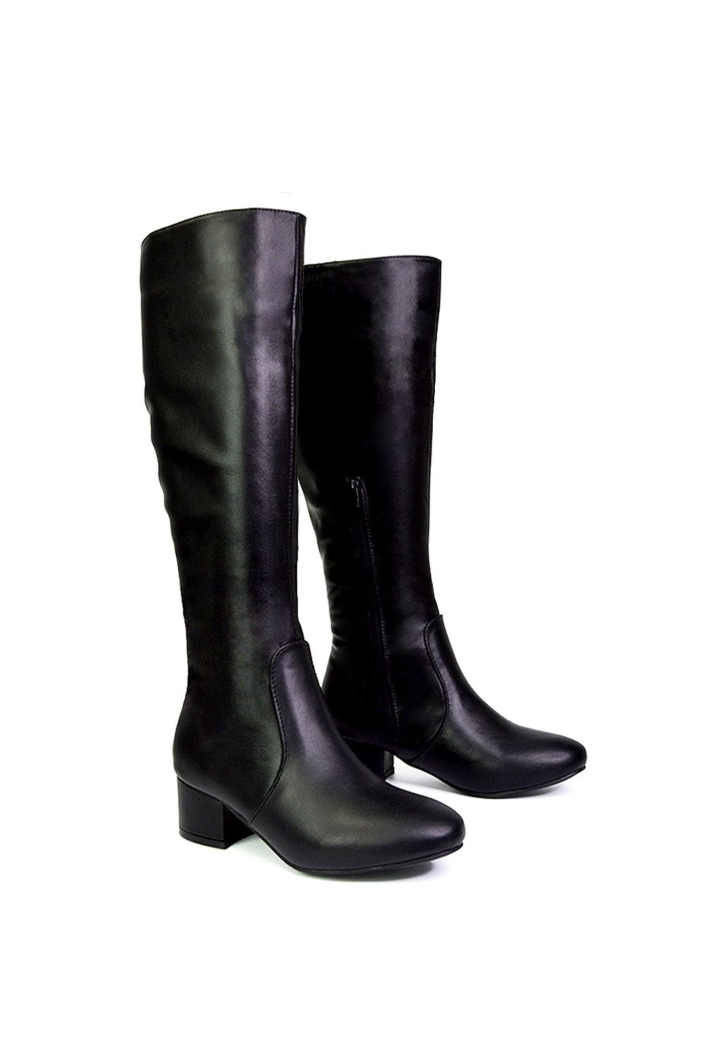 XY London 'Valeria' Zip Up Knee High Boots With Mid Block Heel image 5