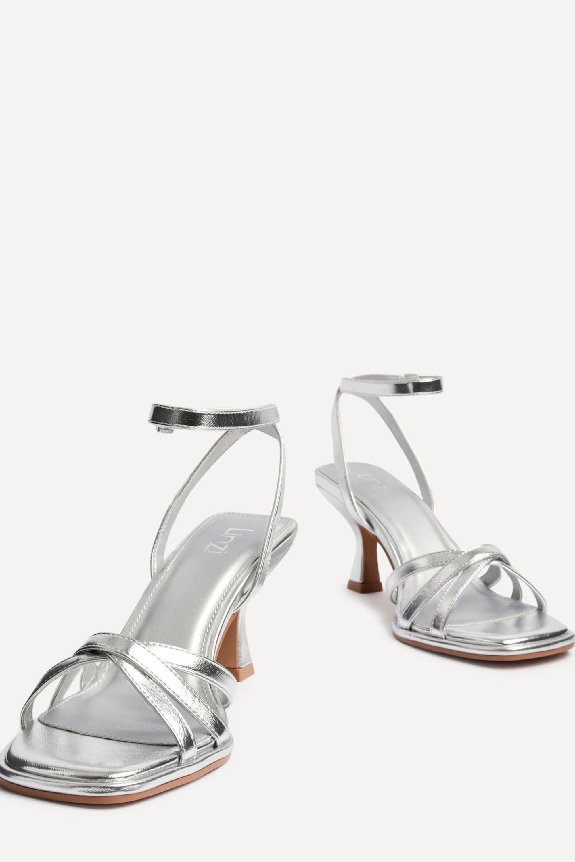 Linzi Faro Silver Faux Leather Strappy Heeled Sandals image 4