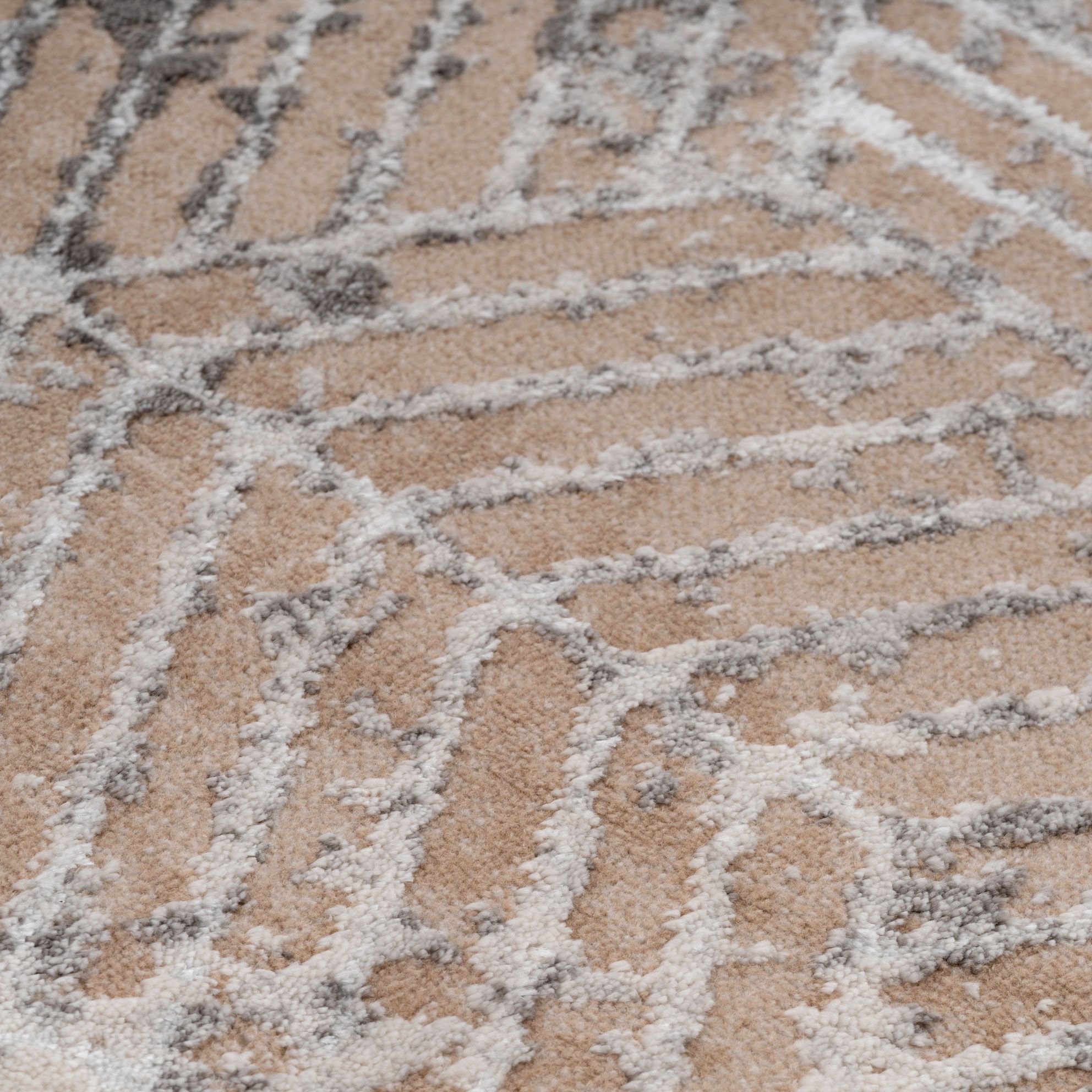 Kukoon Greige Distressed Abstract Geometric Motif Rug image 5