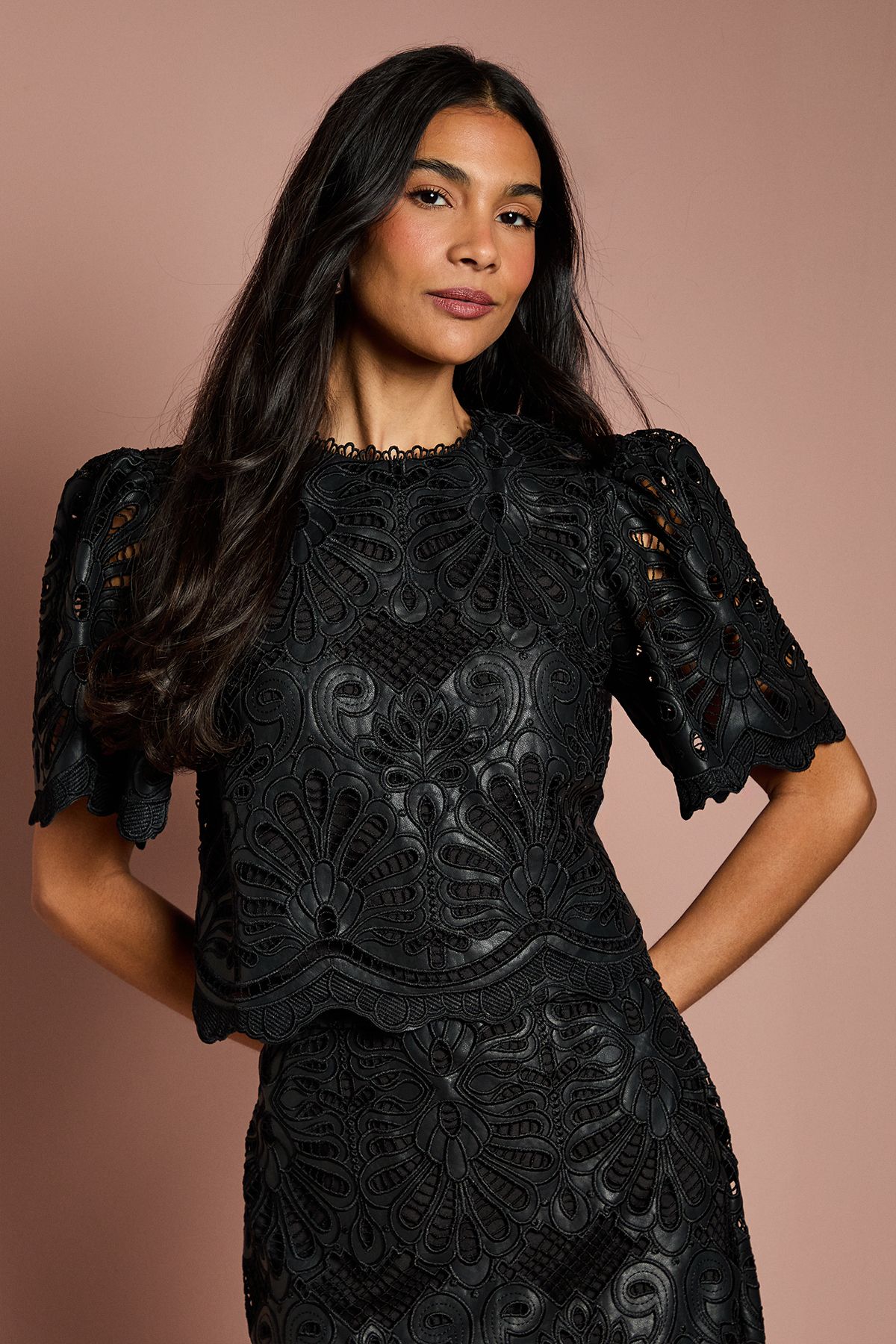 Coast PU Lace Top Black image 1