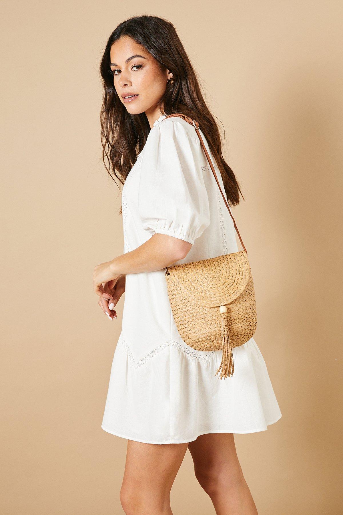 Oasis Savannah Rattan Detail Crossbody Bag Neutral image 1