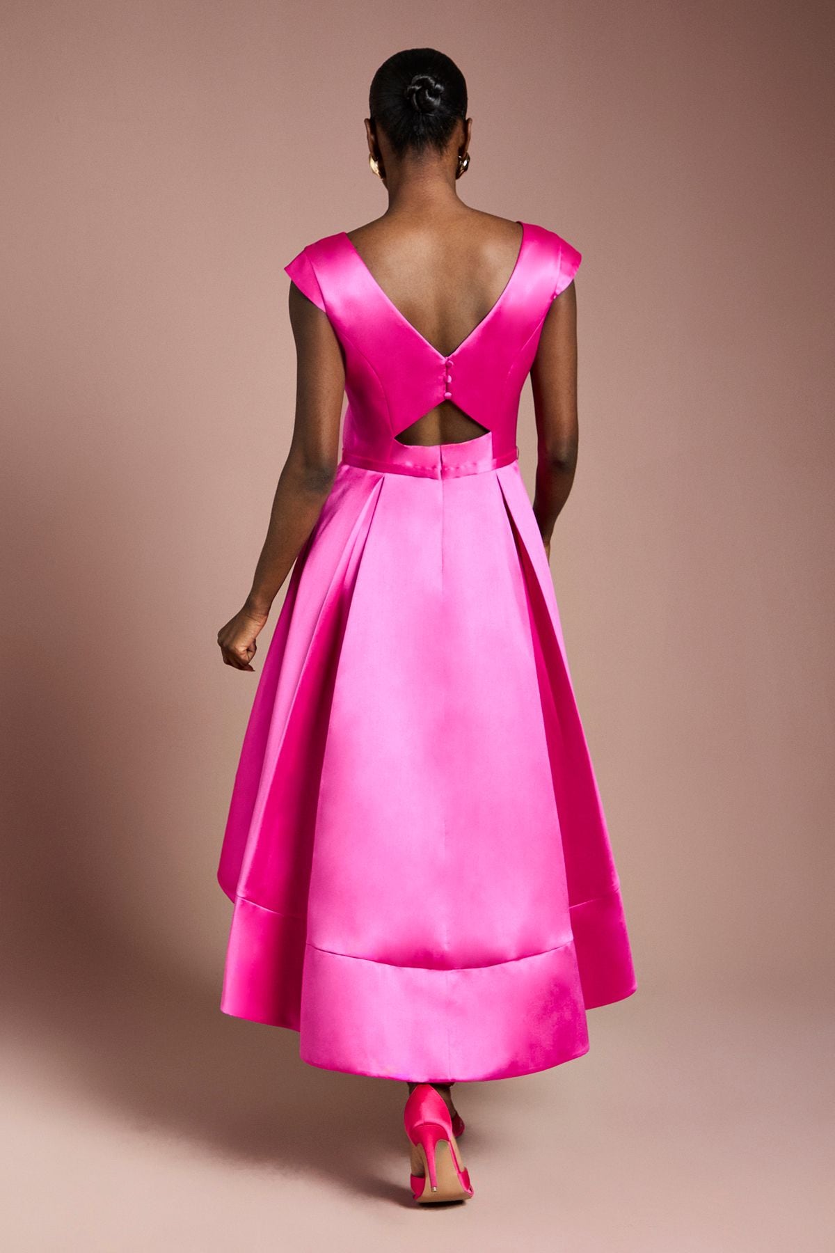 Coast Twill Hi-Lo Midi Dress Magenta image 3