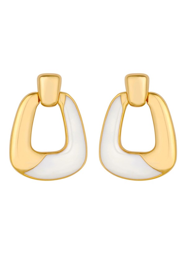 Jon Richard Gold Plated Polished And Enamel Doorknocker Earrings