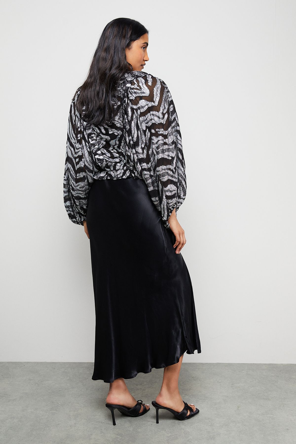 Warehouse Viscose Metallic Zebra Jacquard Blouse Zebra image 3