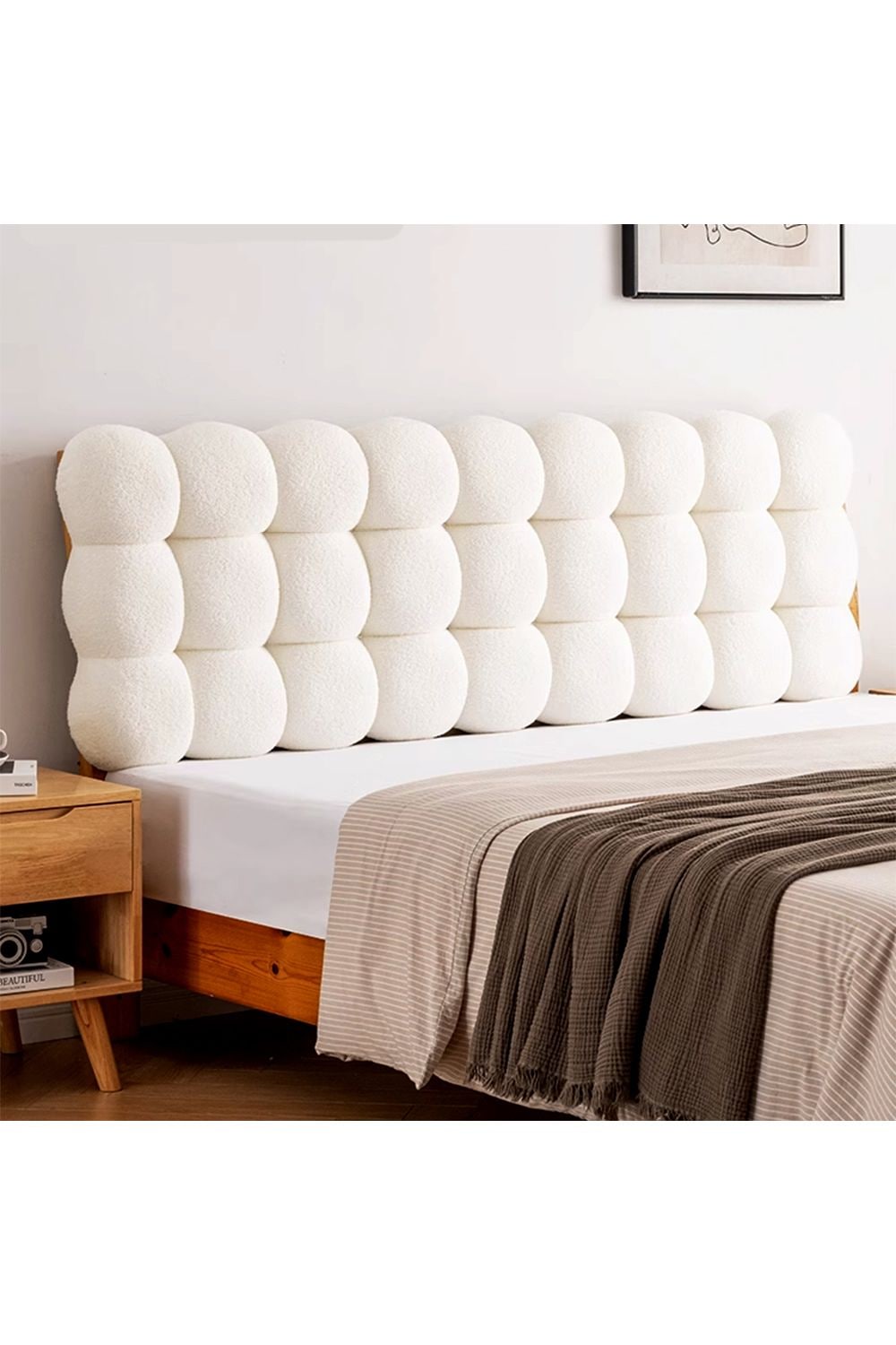 Living and Home Textured Bubble Design Plush Headboard Bolster Pillow image 6