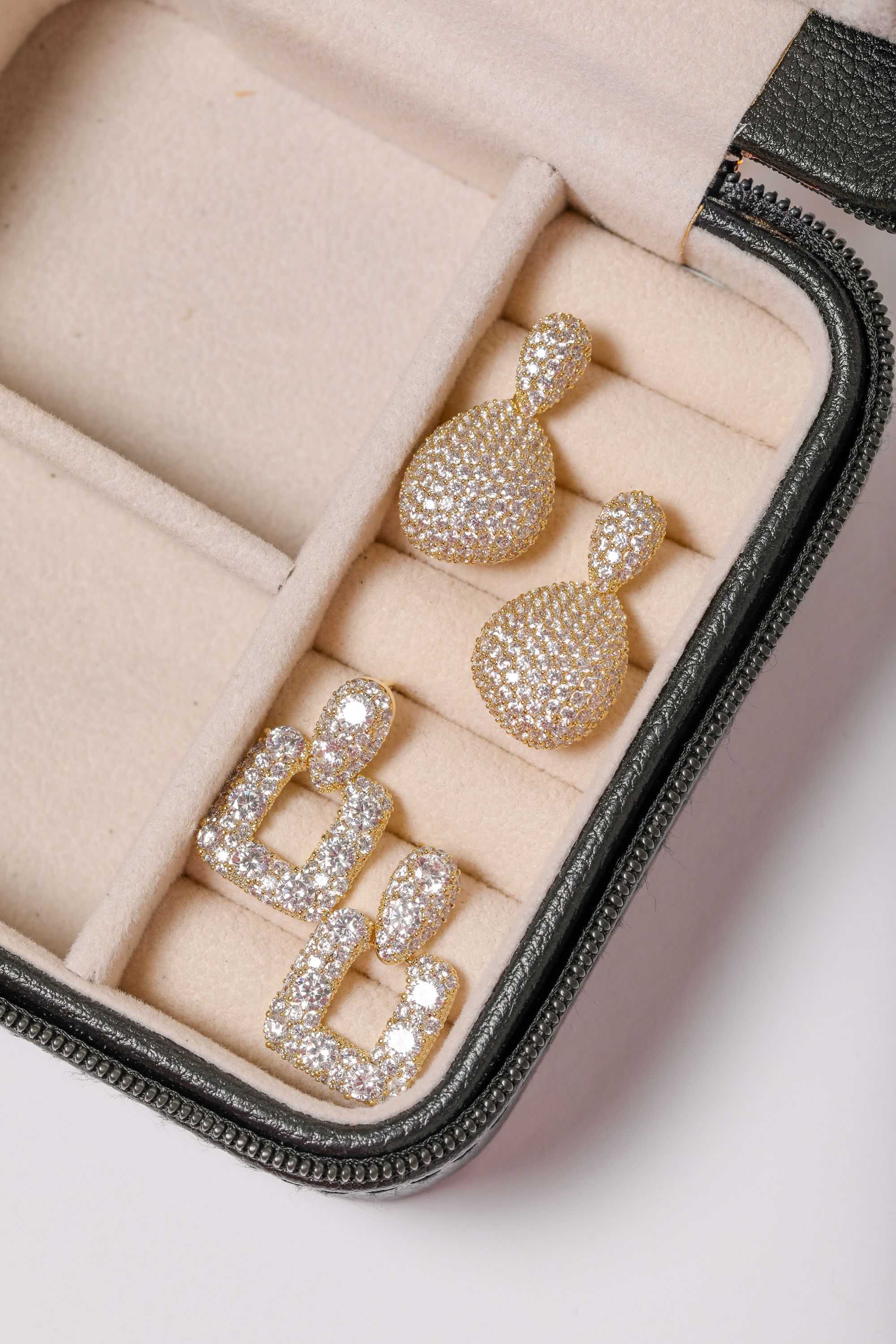 Jon Richard Gold Plated and Pave Door Knocker Drop Earrings image 3