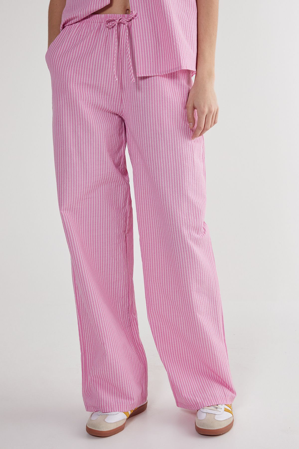 NastyGal Stripe Straight Leg Pant Pink image 2