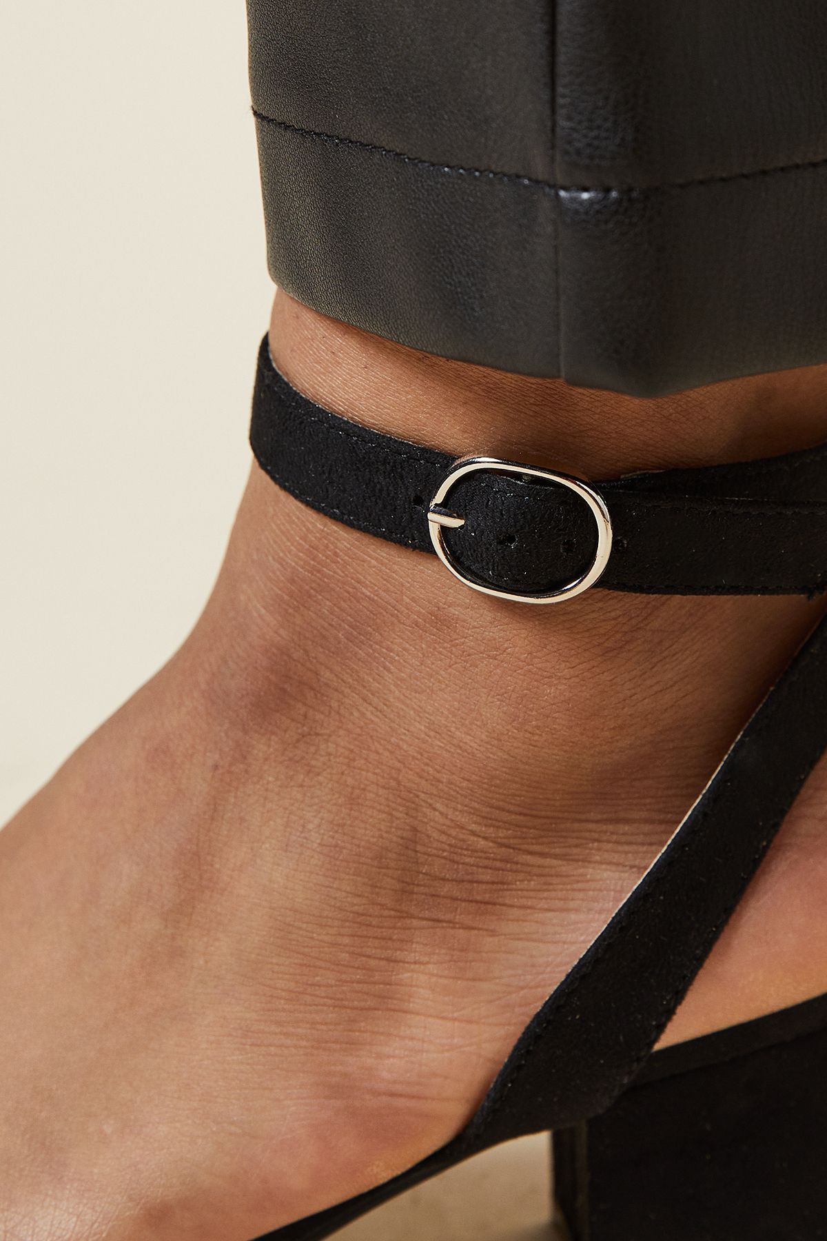 Dorothy Perkins Tommi Barely There Mid Block Heel Sandals Natural Black image 4