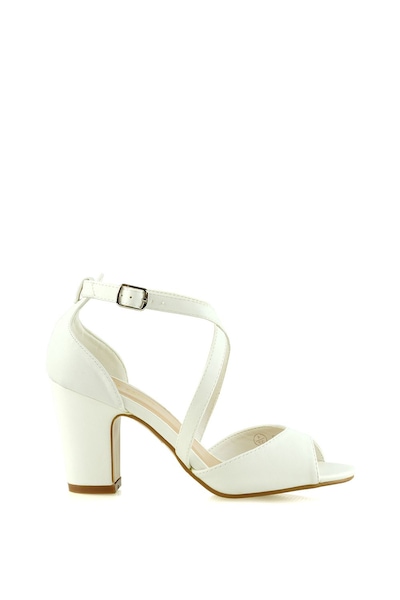 XY London 'Alice' Strappy Peep Toe Mid Block High Heel Sandal Shoes
