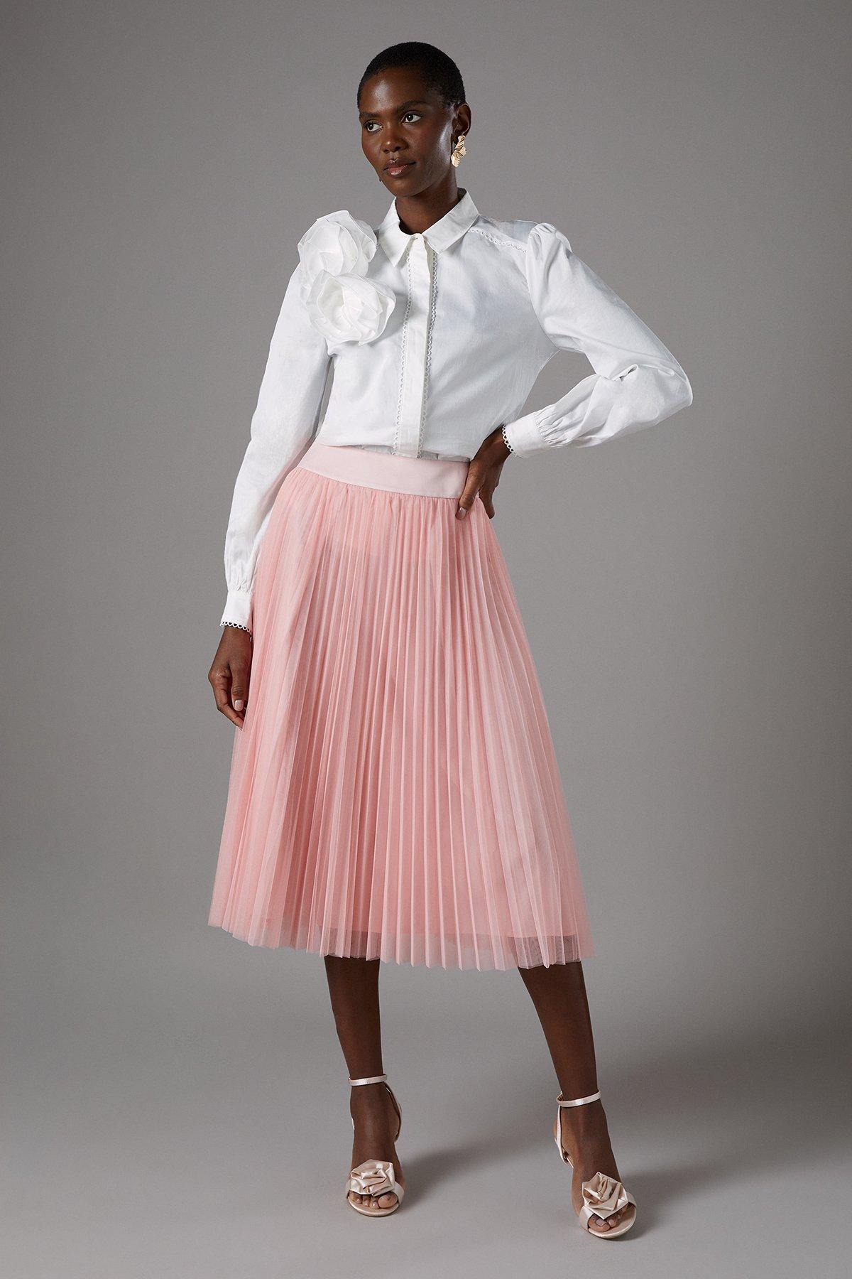 Coast Tulle Pleated Skirt Blush image 2