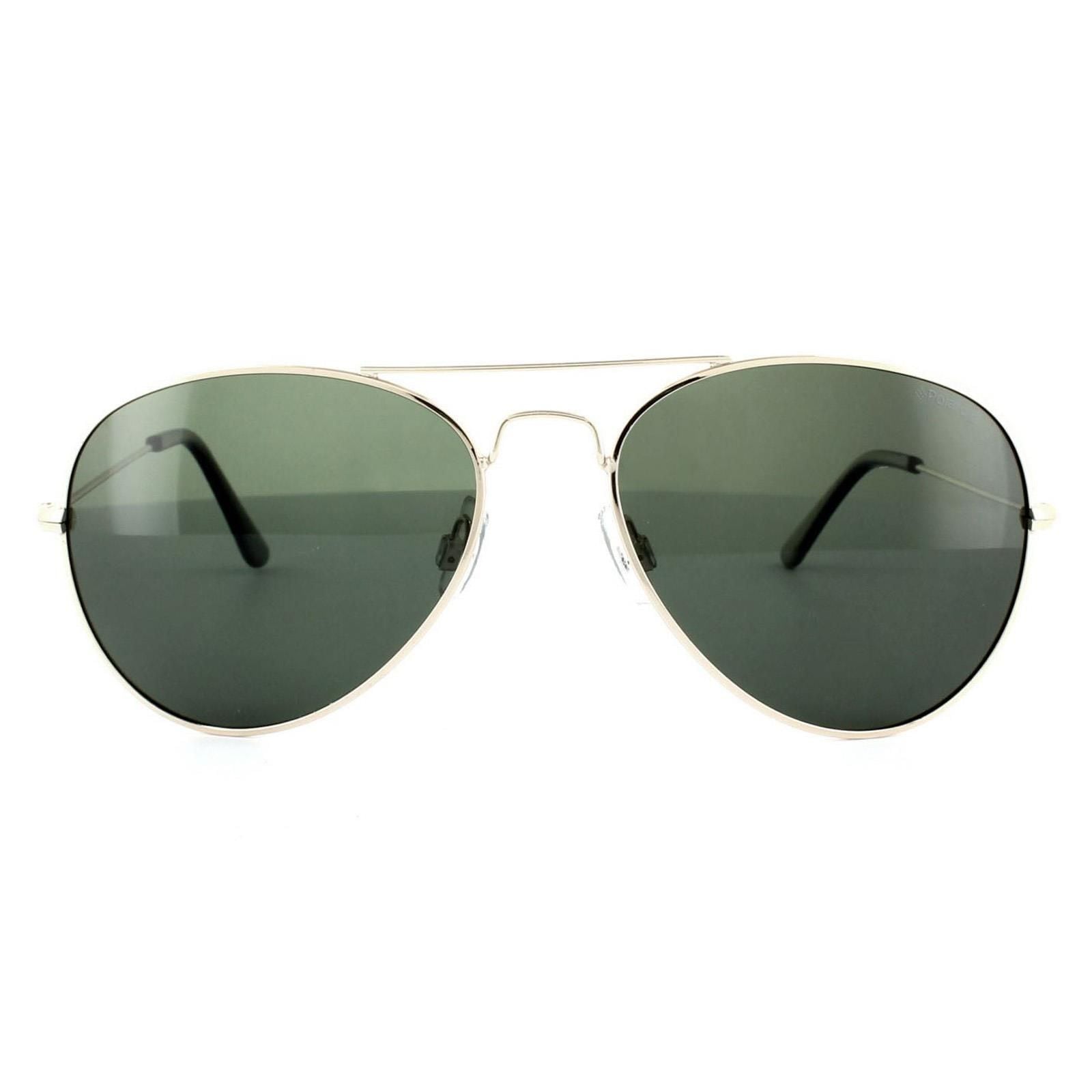 Polaroid Aviator Gold Green Polarized Sunglasses