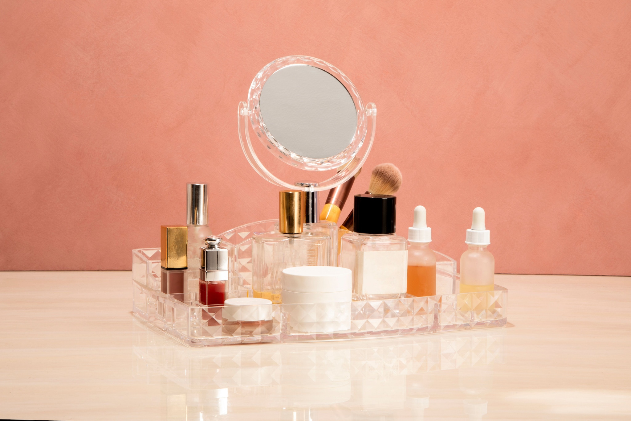 Orsina Ample Storage Cosmetics Organiser With A Mirror, Elegant Makeup Vanity Organiser, Makeup Organizer image 3