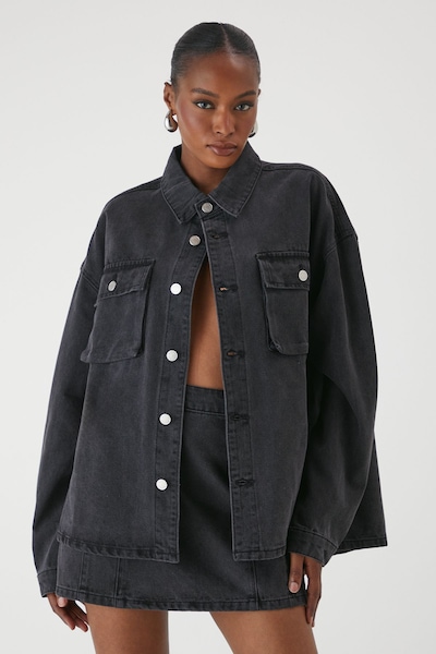 MissPap Oversized Denim Jacket Washed Black