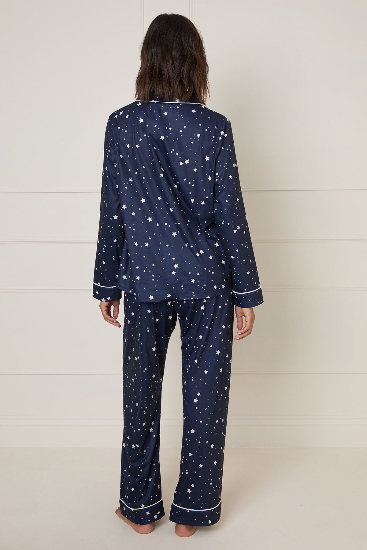 Dorothy Perkins Navy Star Tipped Long Sleeve Pyjama Set Navy image 3
