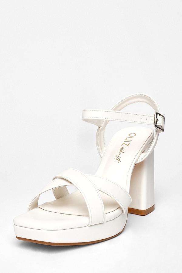Quiz White Wide Fit Platform Heels
