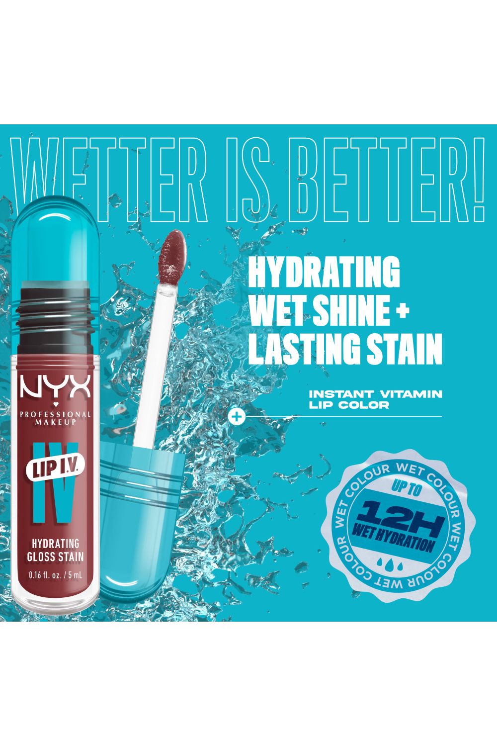 NYX Professional Makeup Lip IV Hydrating Gloss Stain, Lip Gloss 5ml Hydra Honey image 5