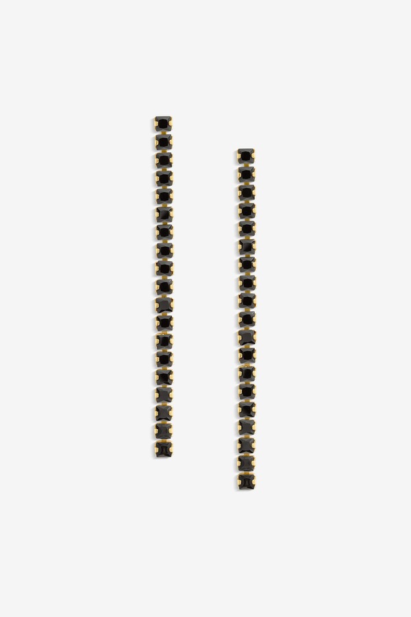 Inicio Gold Plated And Jet Plated Linear Drop Earrings - Gift Pouch