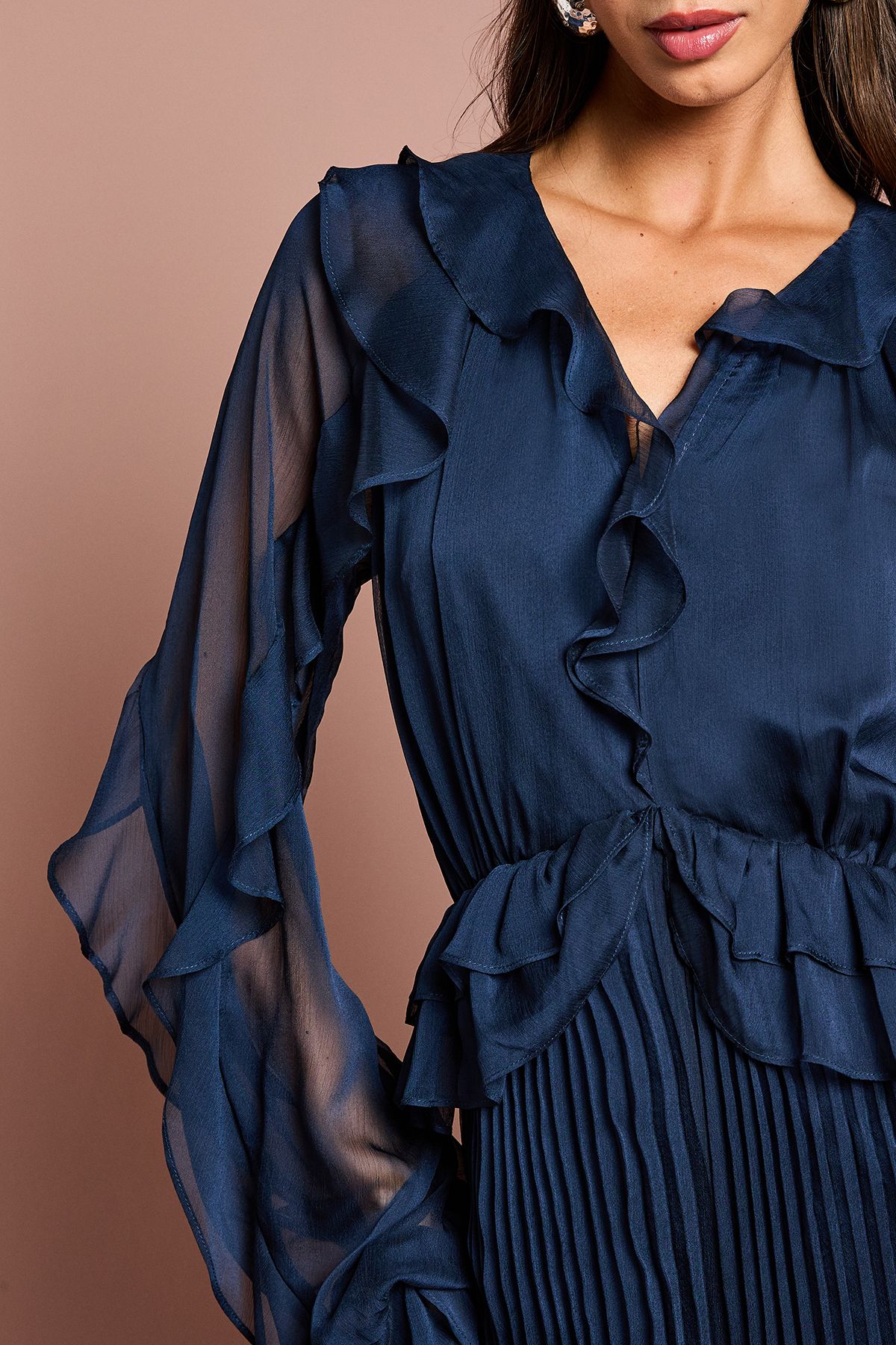 Coast Soft Chiffon Frill Jumpsuit Navy image 5