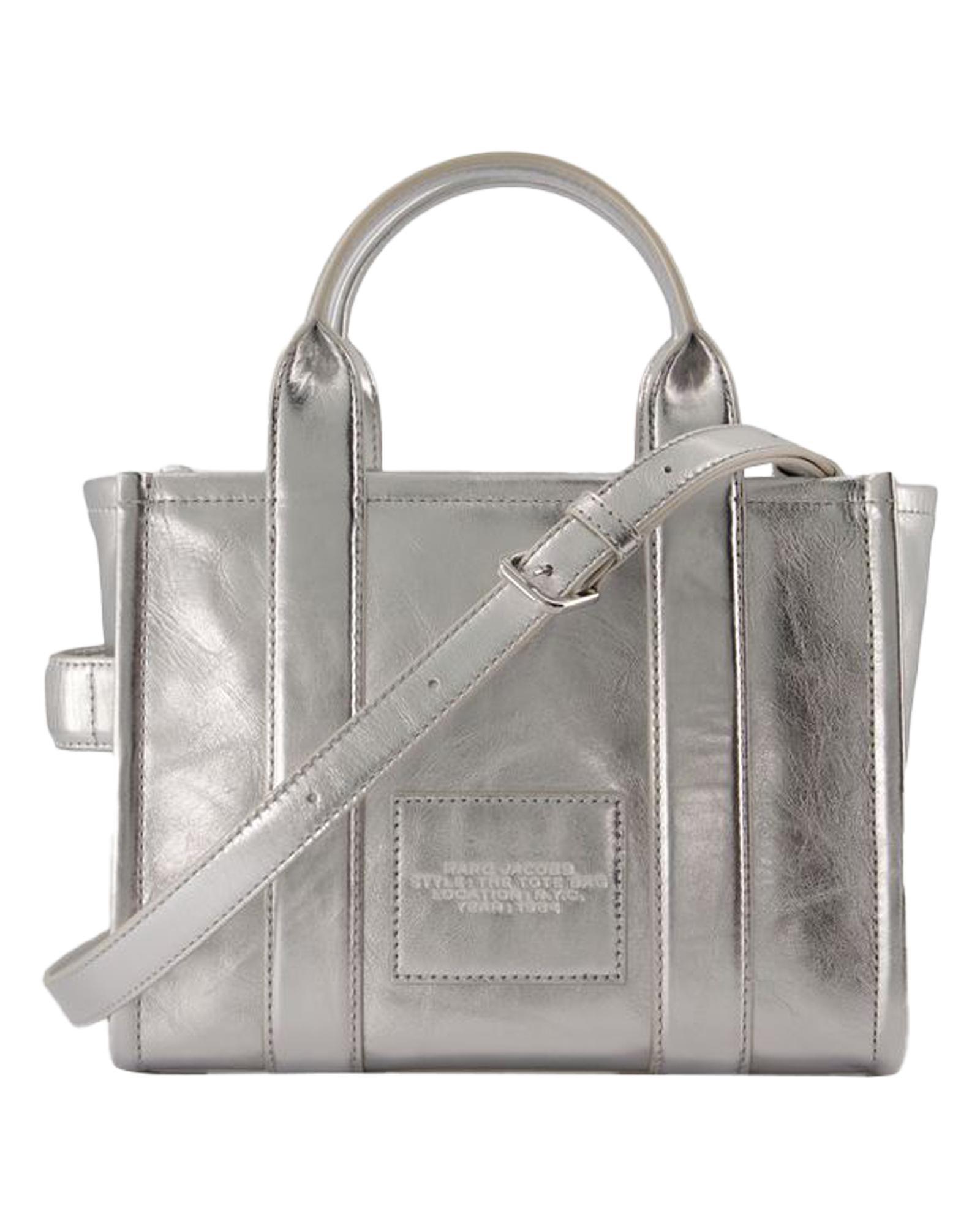 Marc Jacobs The Tote Bag Metallic Leather Zip Tote Wo - Metallic | Silver image 3