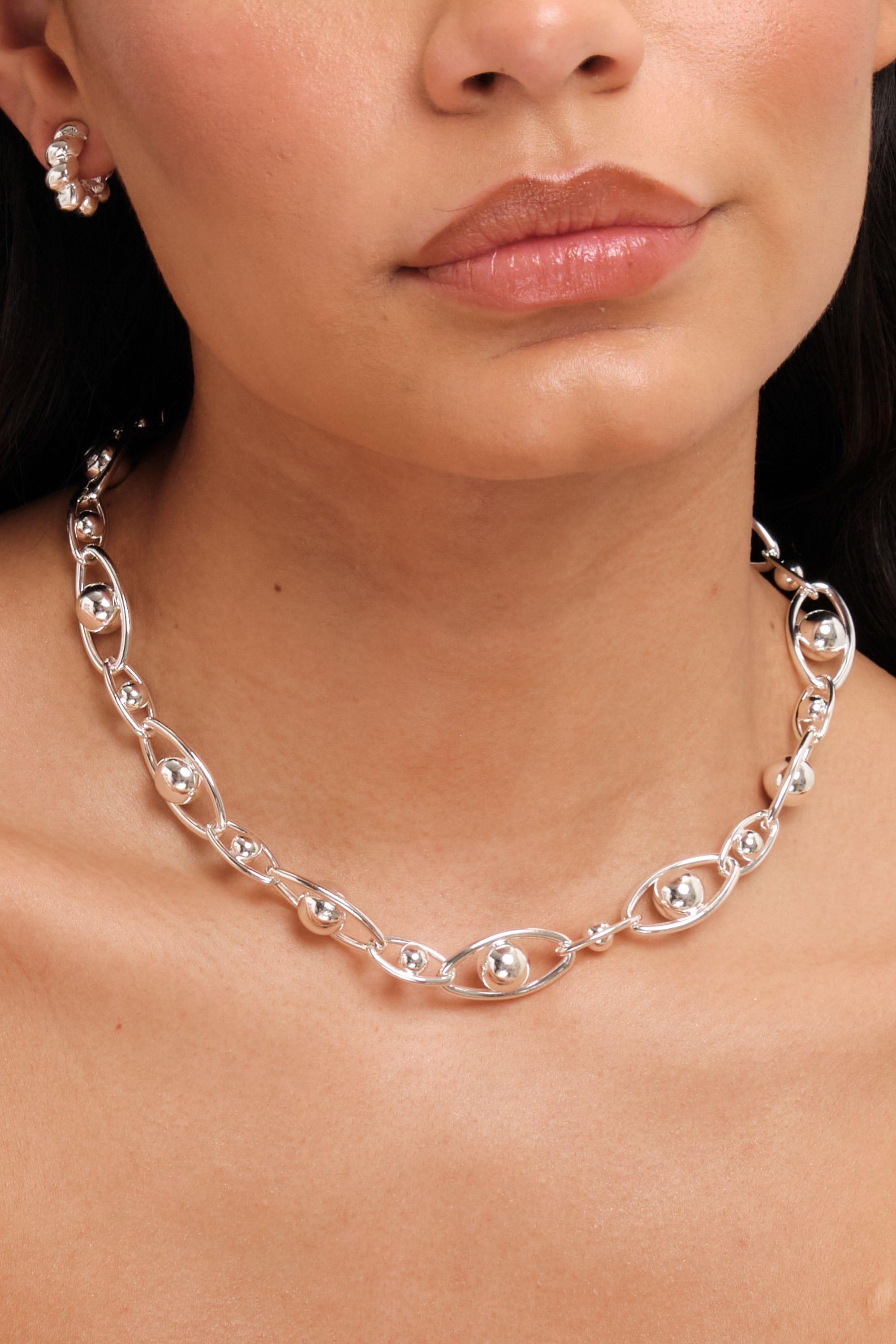 Jon Richard Silver Plated Polished Orb Chain Necklace image 2