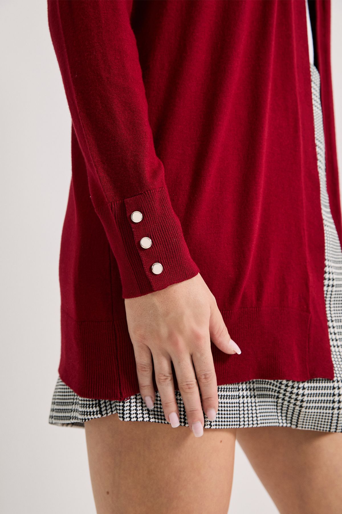 Dorothy Perkins Berry Longline Button Cuff Cardigan Berry image 2