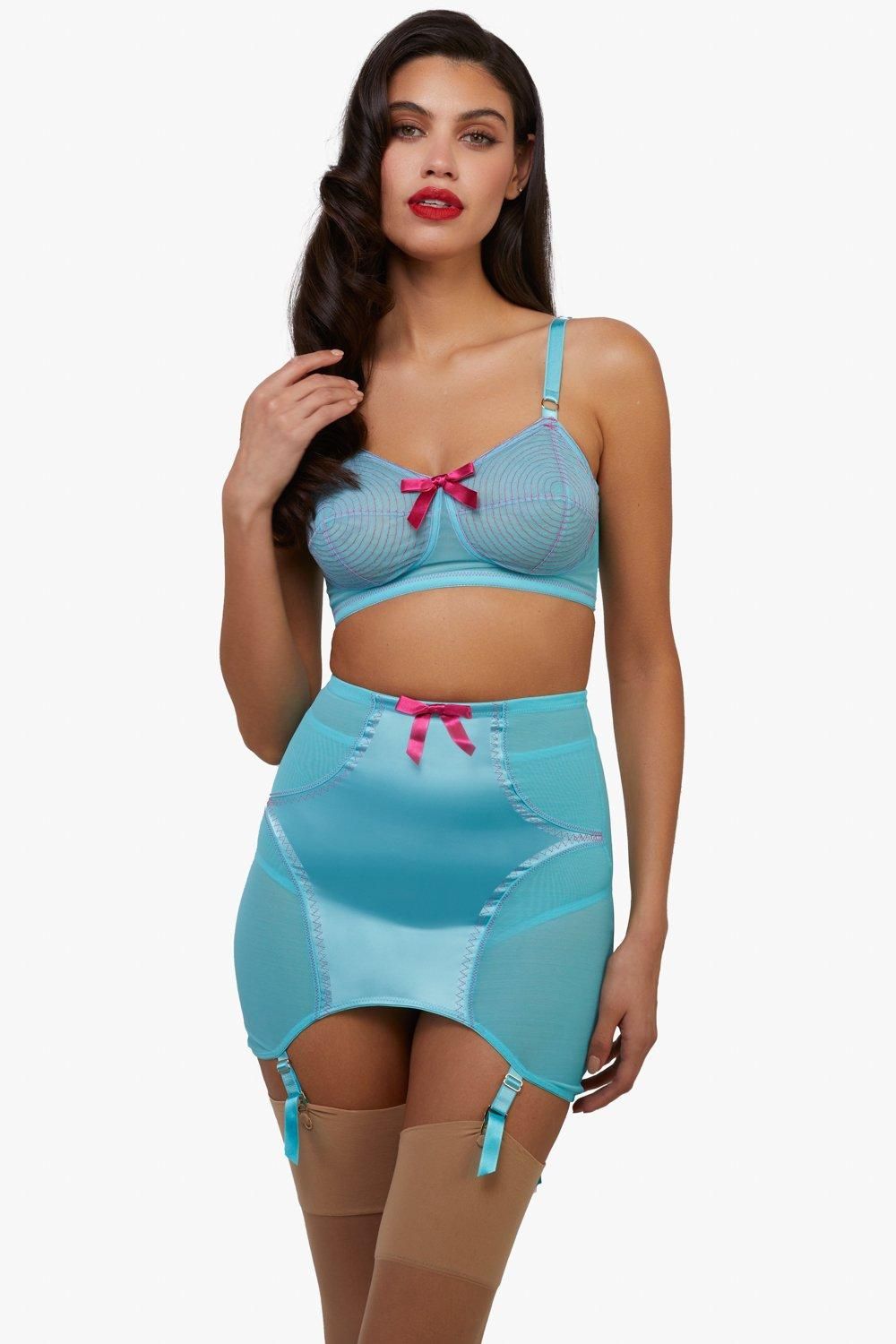 Playful Promises Cleo Contrast Stitch Mesh Spiral Retro Bra image 2