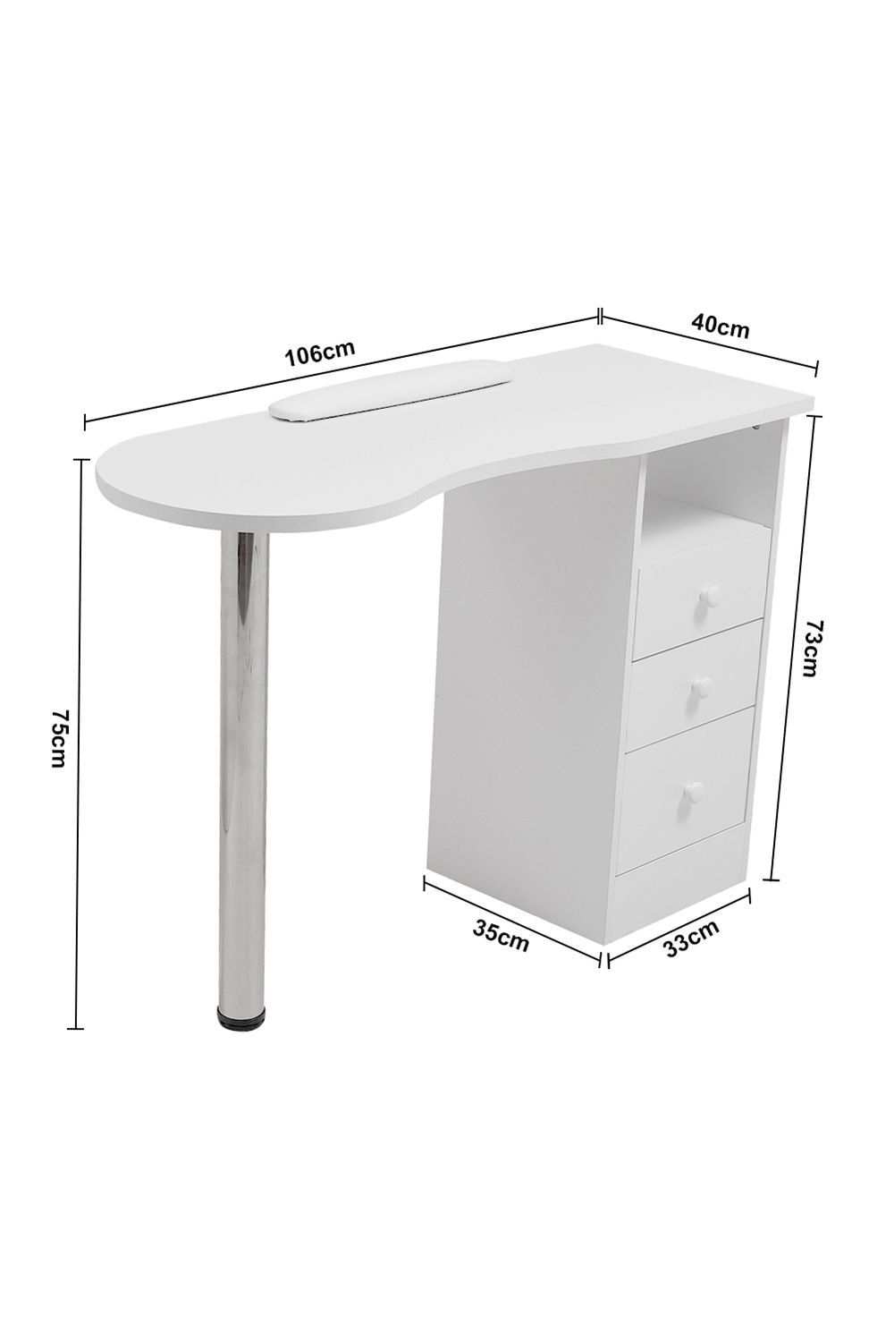 Living and Home 3 Drawers Manicure Table for Beauty Salon and Home image 5