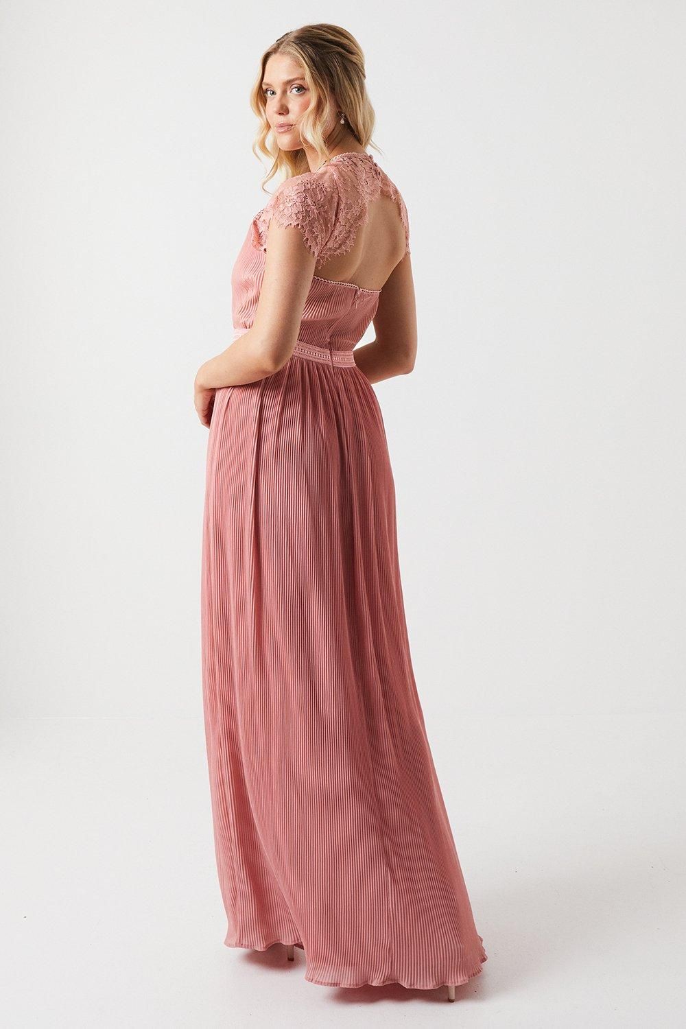 Oasis Delicate Lace Bodice Maxi Bridesmaid Dress Blush image 3