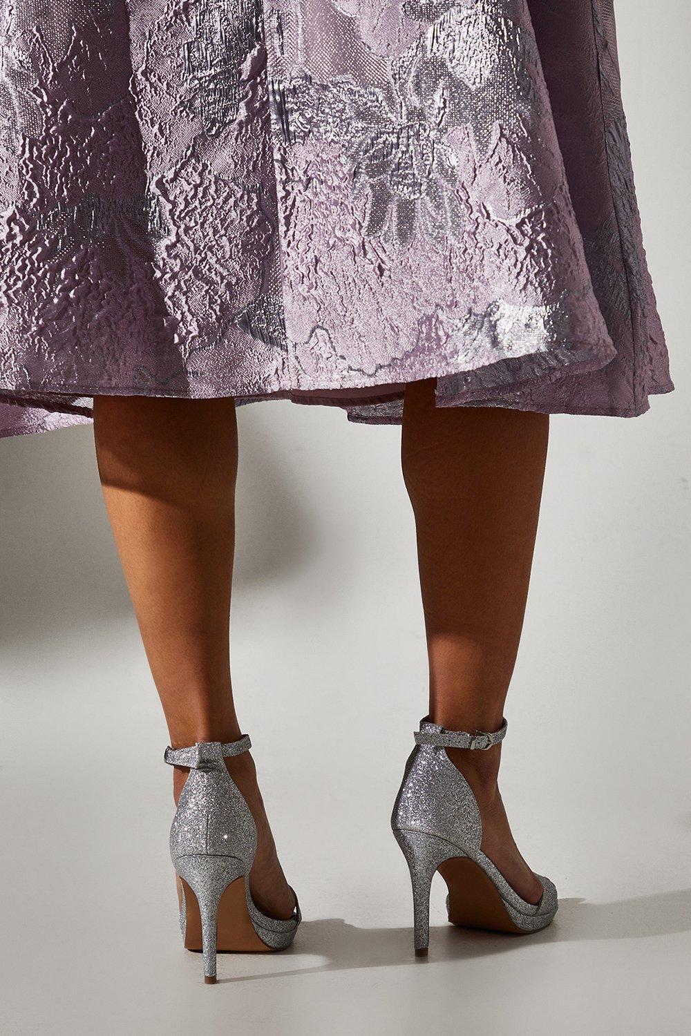 Coast Talia Glitter Platform Heeled Sandals Silver image 2