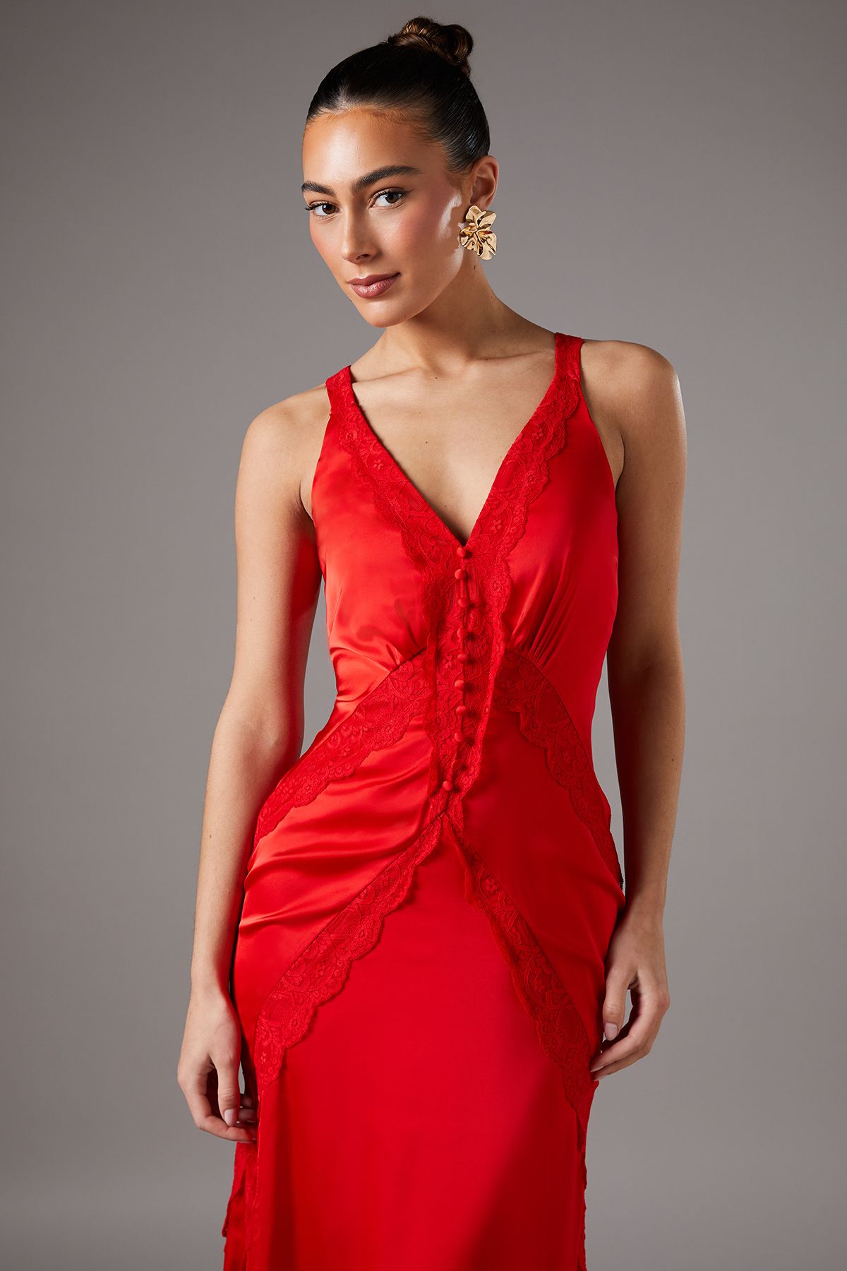 Coast Lace Trim Maxi Dress Red image 2