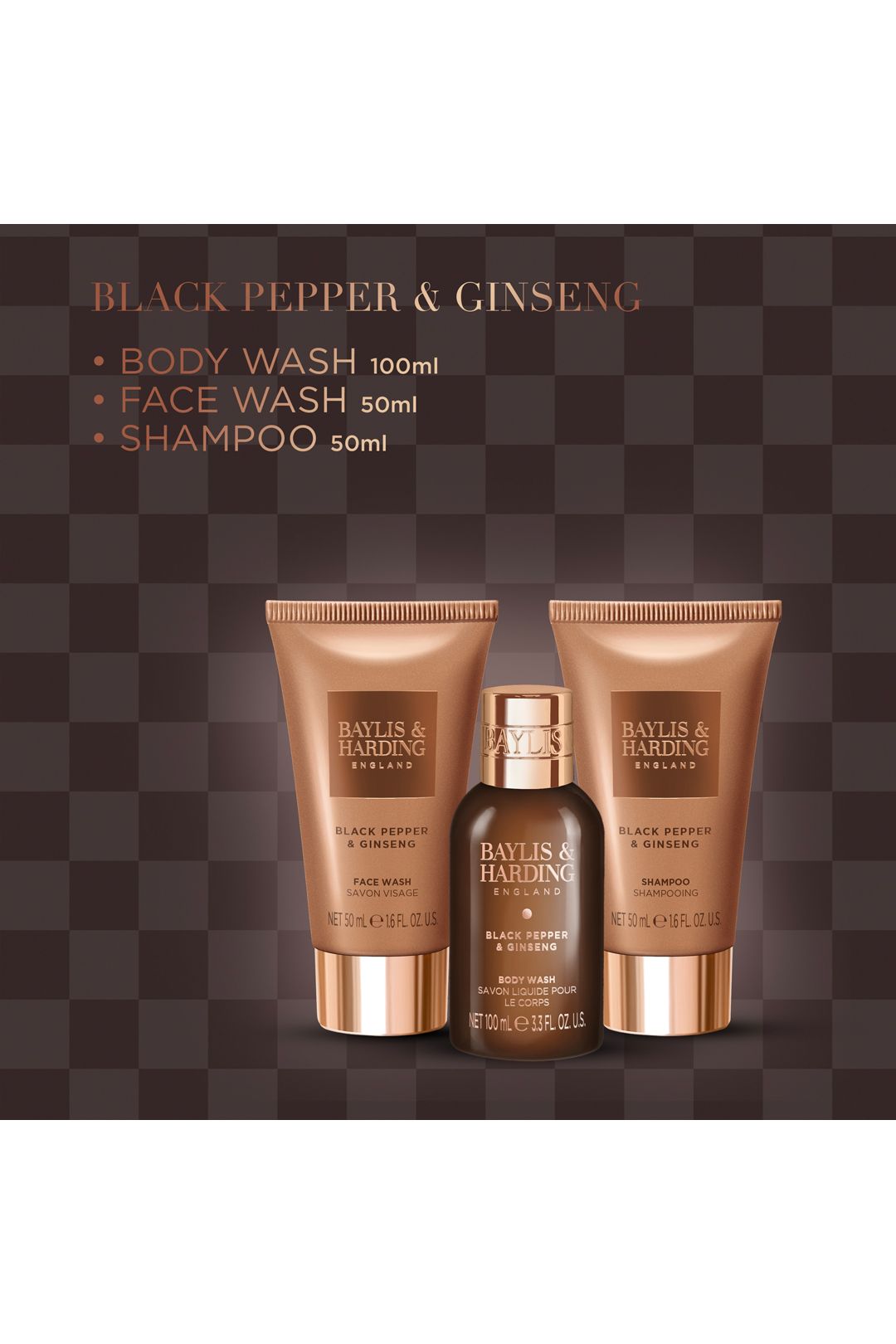 Baylis & Harding Black Pepper & Ginseng Men's The Essentials Travel Wash Bag Gift Set Multi image 4