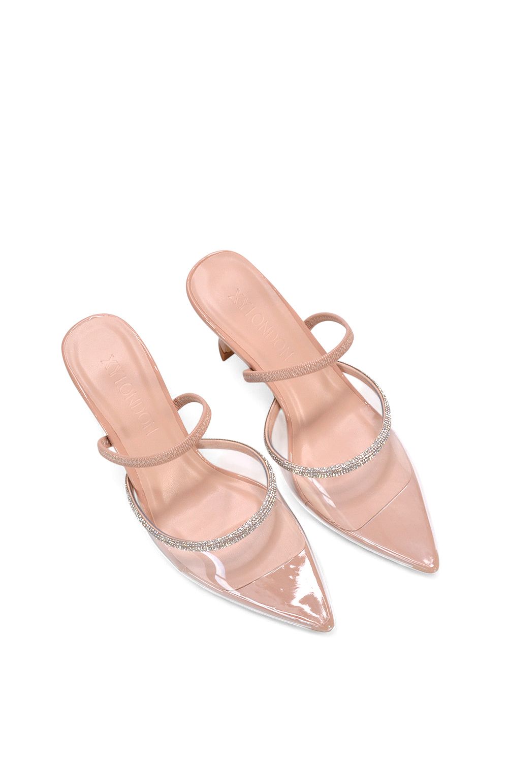 XY London 'Carlene' Diamante Trim Pointed Toe Mid Stiletto Heel Court Heels image 6