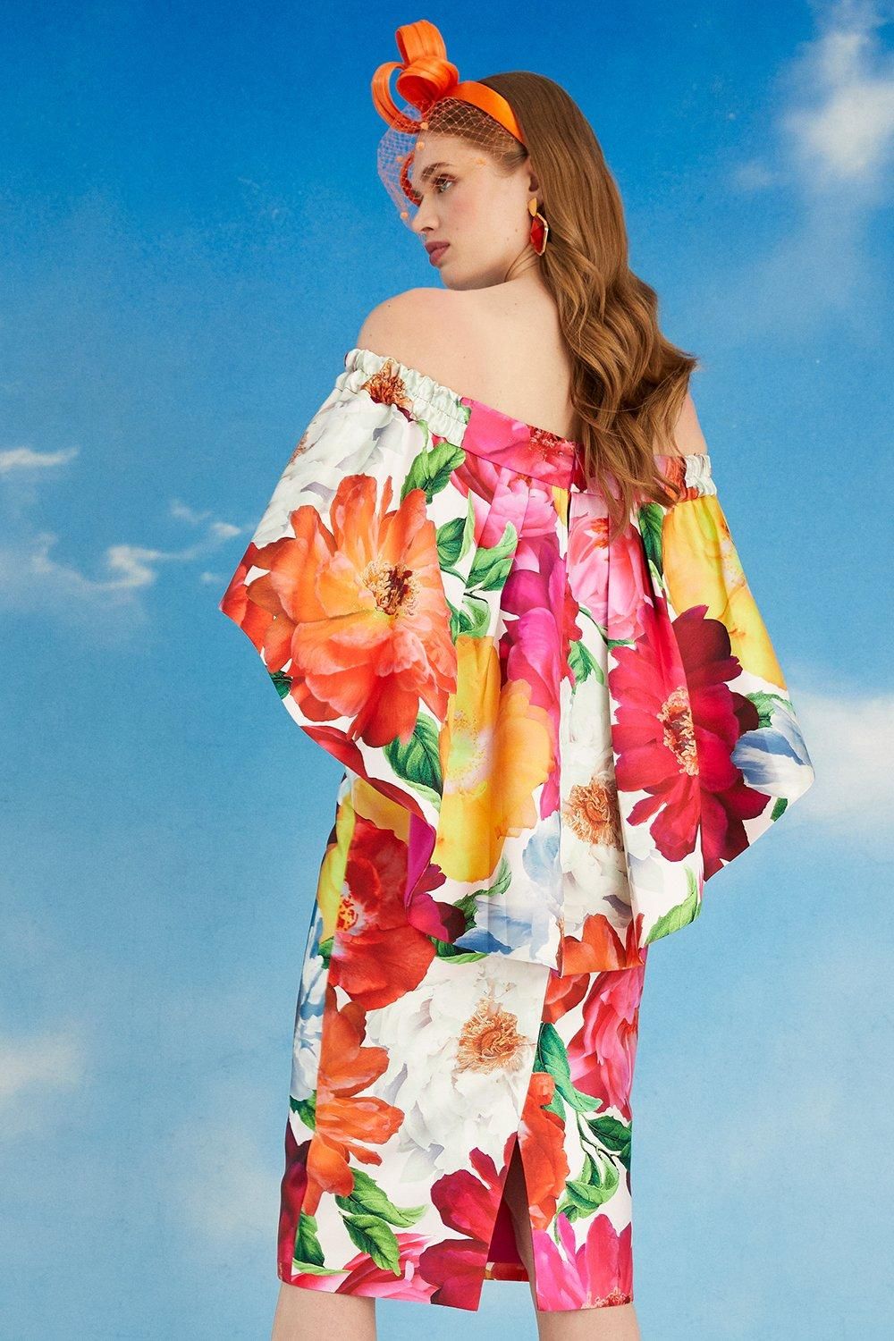 Coast Lisa Tan Cape Back Pencil Dress Multi image 4