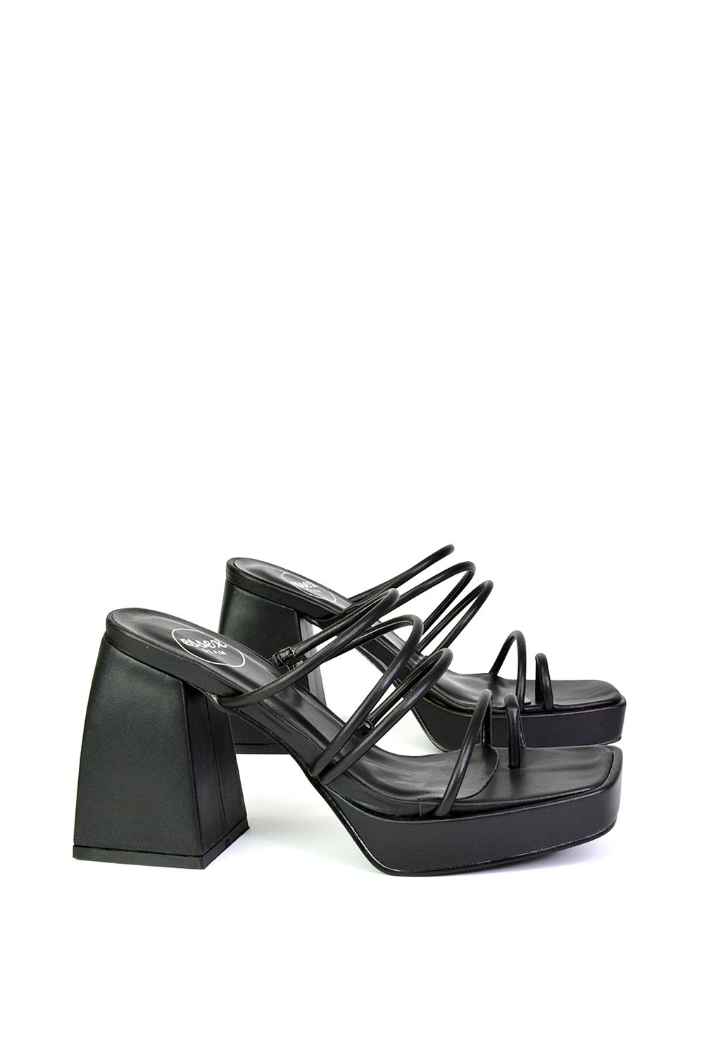 XY London 'Colt' Strappy Square Toe High Block Heel Platform Mule Sandals image 2