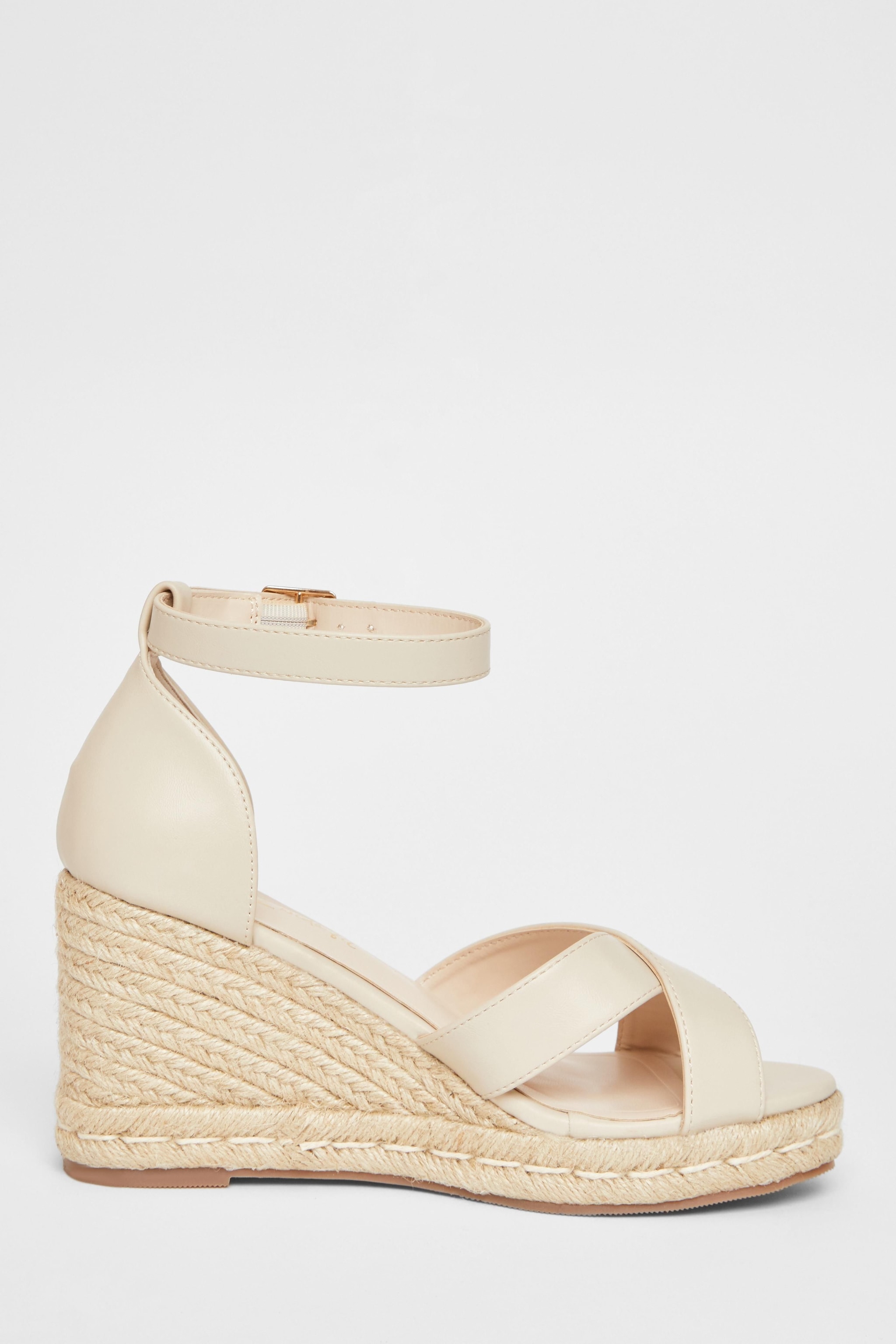Quiz Nude Wide Fit Faux Leather Wedges image 5