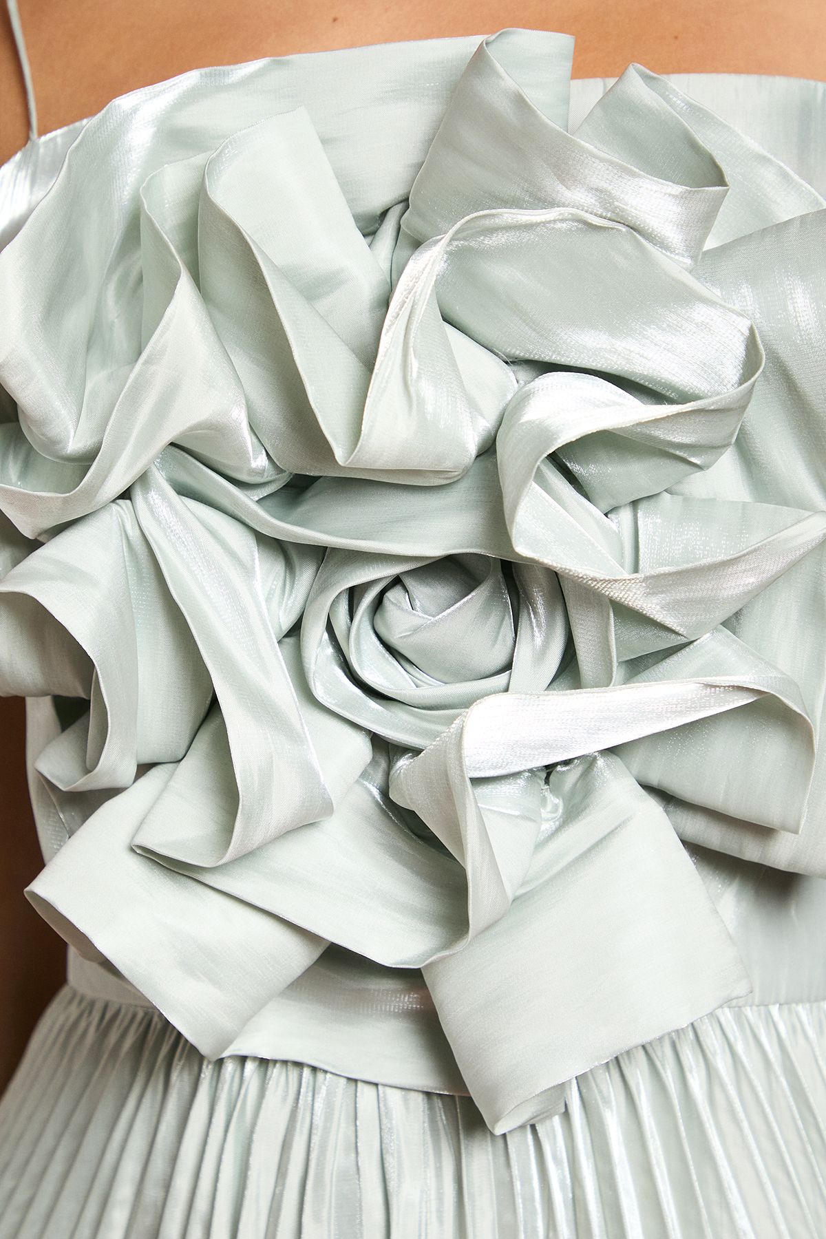 Coast Metallic Strappy Pleated Corsage Maxi Dress Silver image 5