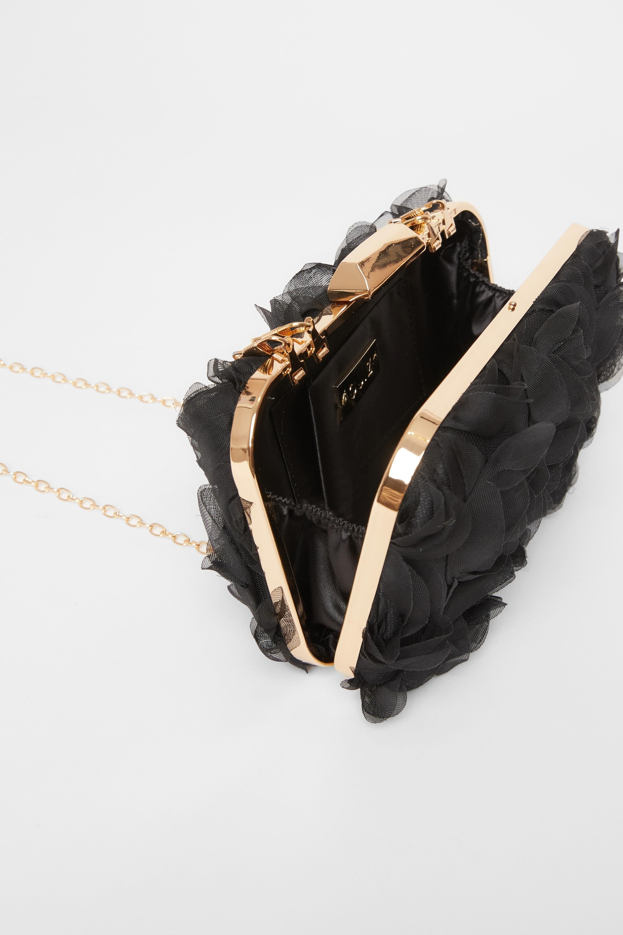 Quiz Black Organza Rose Box Bag image 2