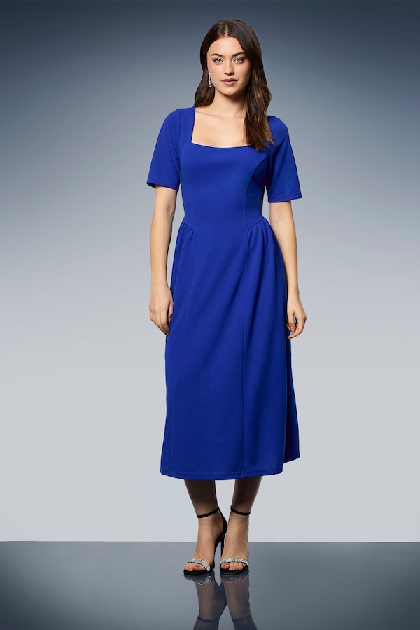 Dorothy Perkins Square Neck Seam Detail Midi Dress Cobalt